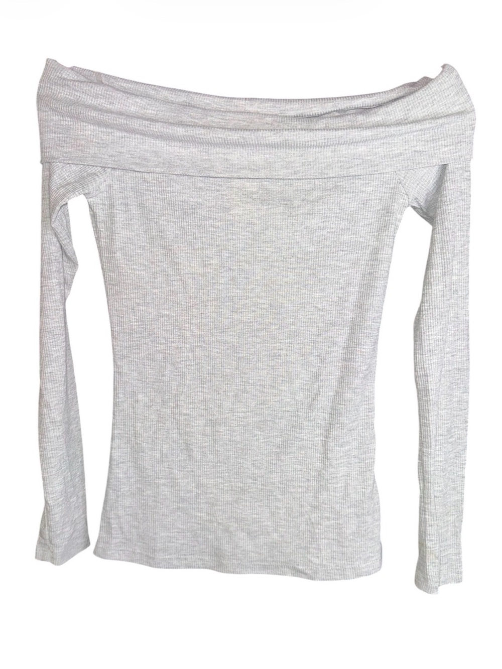 Seriously soft aero Off-Shoulder Ribbed Long Sleeve Light Heather Gray small